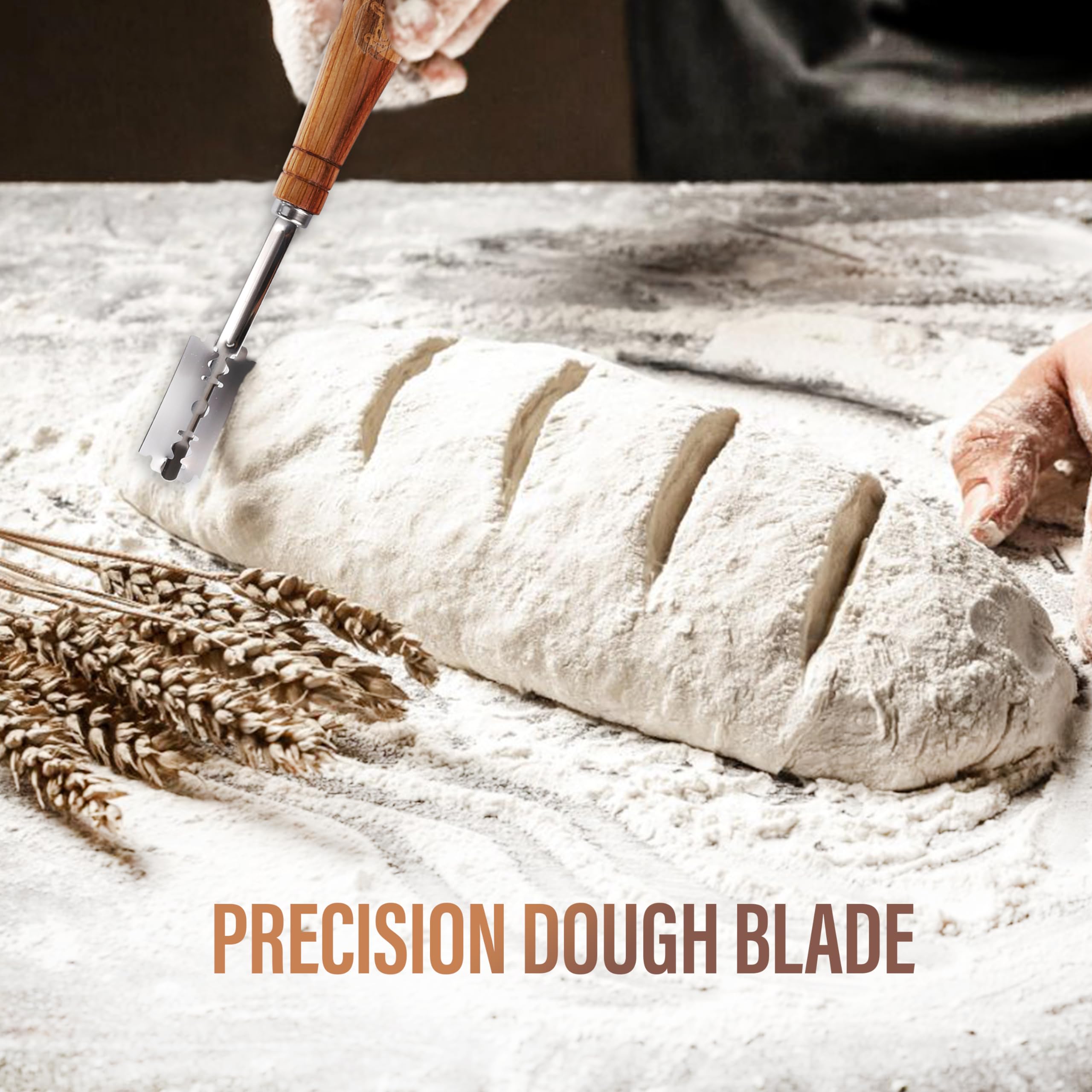 RICCLE Bread Lame Slashing Tool - Professional Dough Scoring Knife with 15 Stainless Steel Razor Blades & Protective Storage Cover - Perfect for Artisan Bread Baking, Sourdough Scoring, and Pastry Making