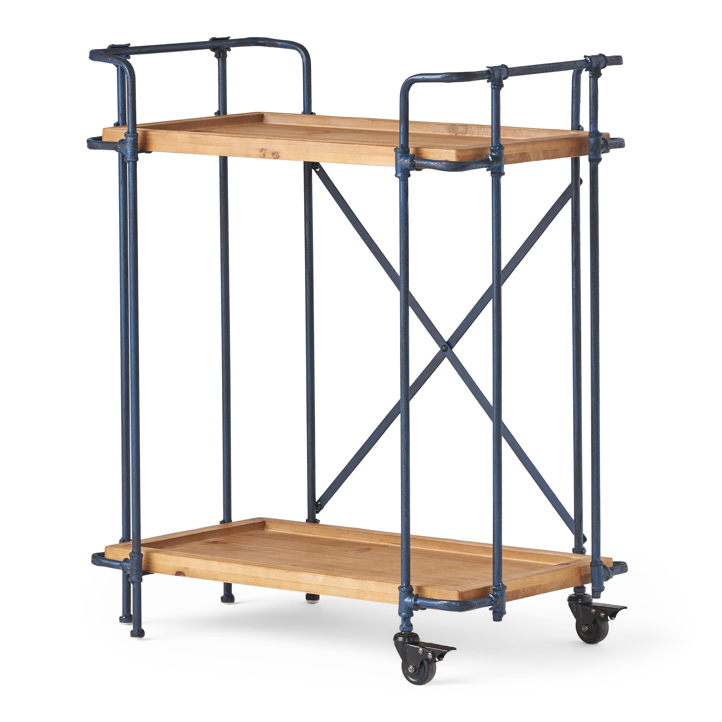 Christopher Knight Home Kanaan Firwood and Iron Coffee Cart - Antique Finish Bar Cart with Wheels for Living Room, Kitchen, or Outdoor Entertaining