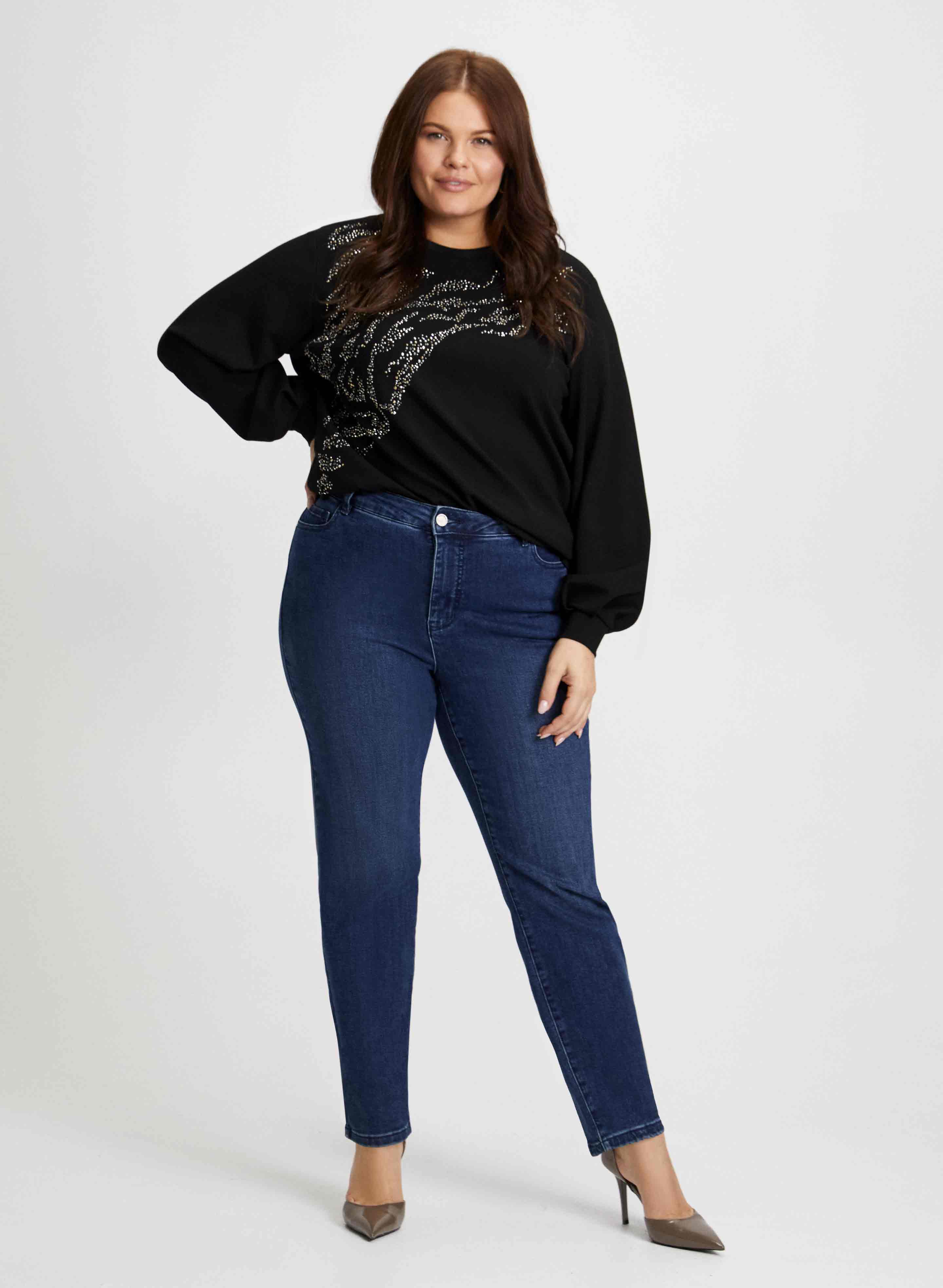 Embellished Zebra Print Top & Slim Leg Jeans for Women | Trendy Animal Print Blouse & Skinny Jeans Outfit | Perfect for Casual Wear, Night Out & Fashion Street Style