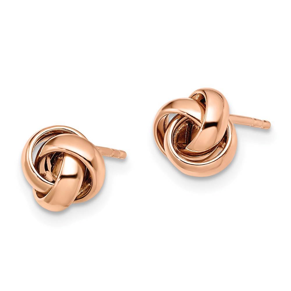 14k Rose Gold Black Bow 7mm Polished Love Knot Post Earrings – Perfect for Weddings, Anniversaries, and Romantic Gifts
