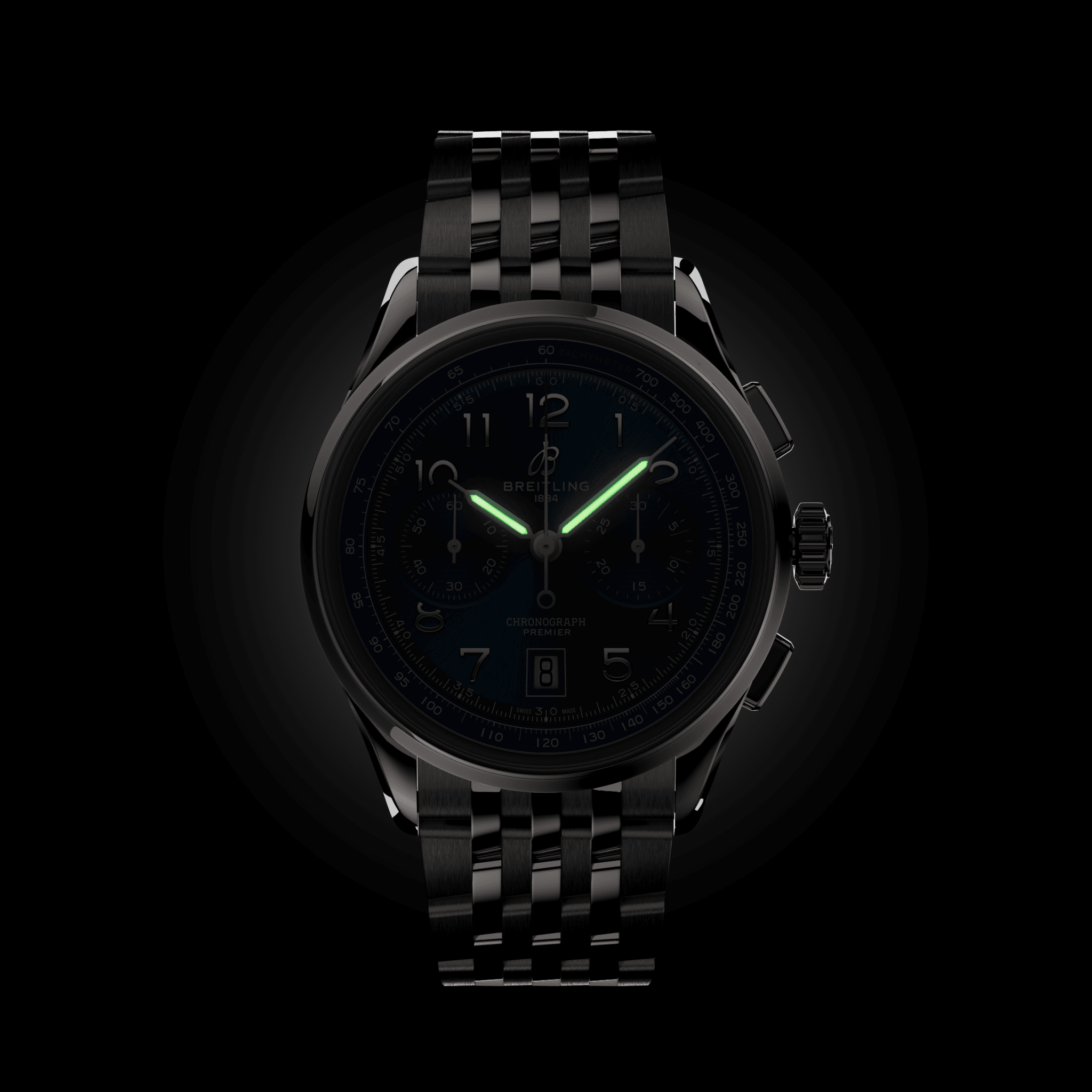Premier B01 Chronograph 42mm Green Dial Men's Watch with Stainless Steel Bracelet - Perfect for Business Meetings & Formal Occasions