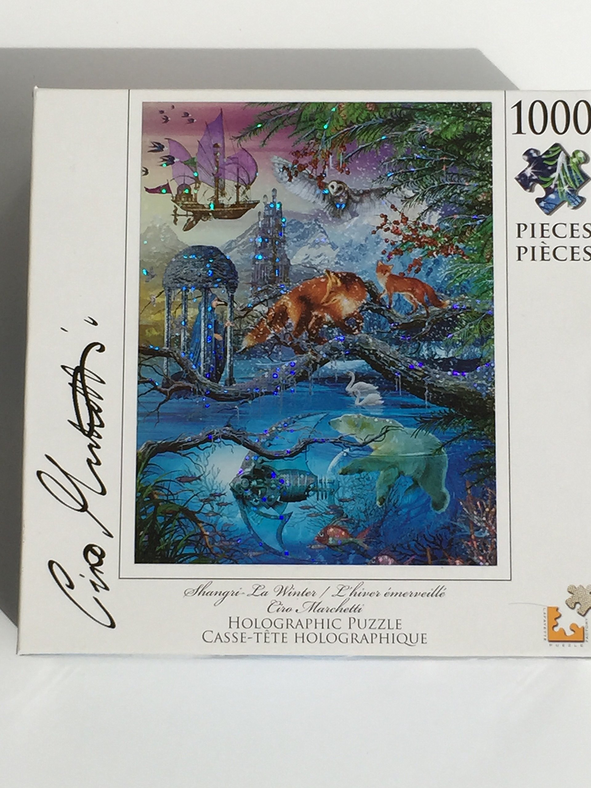 Shangri-La Winter Special Effect Holographic 1000-Piece Jigsaw Puzzle by Lafayette Puzzle Factory - Perfect for Family Game Nights, Holiday Gifts & Winter Decor