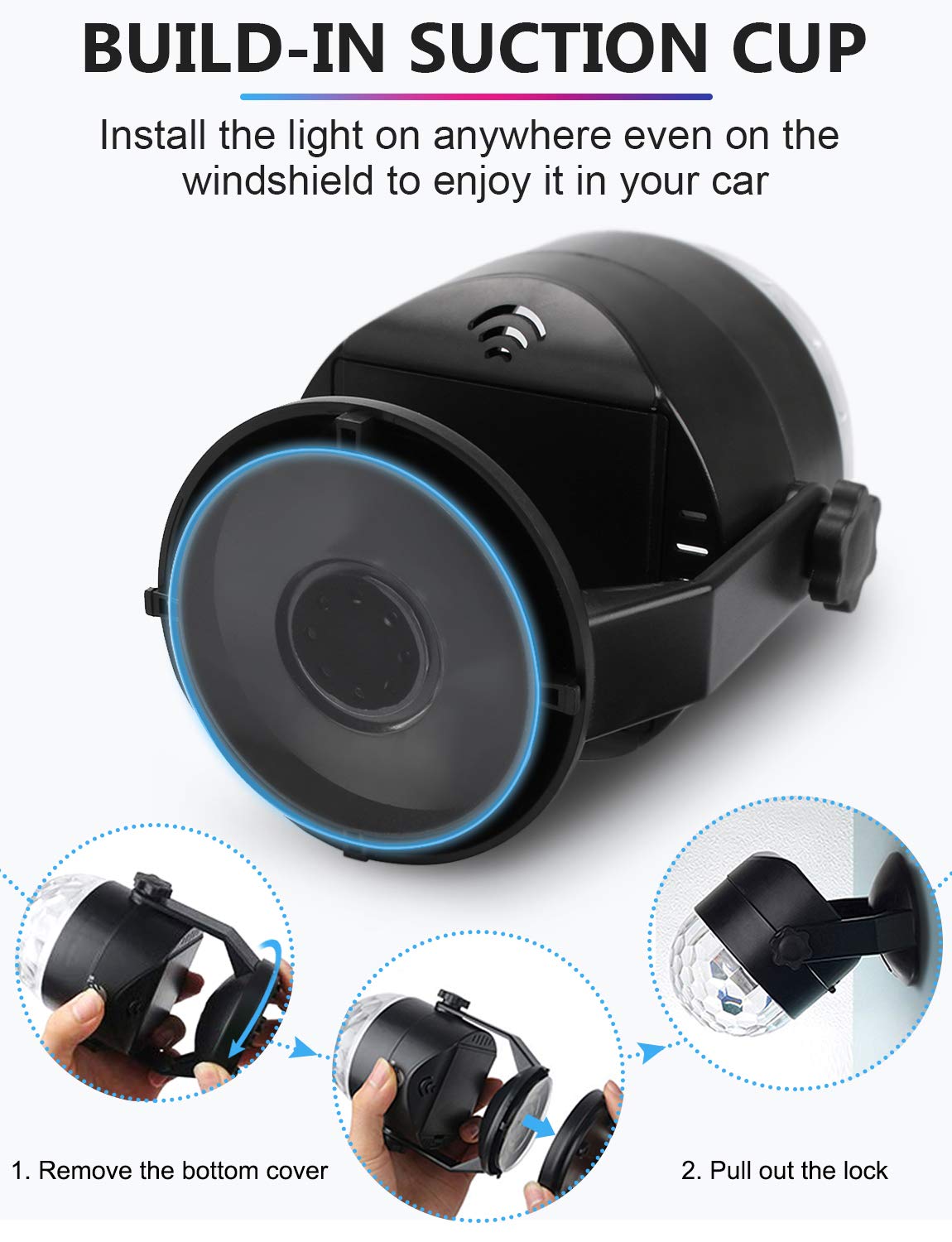 Luditek 2-Pack Portable Sound Activated Party Lights - USB/Battery Powered DJ Disco Ball Strobe Lights for Home, Car & Room - Perfect for New Year's Eve, Christmas Decorations & Adult Gifts - Create Amazing Party Atmosphere for Birthdays, Weddings & Club Events