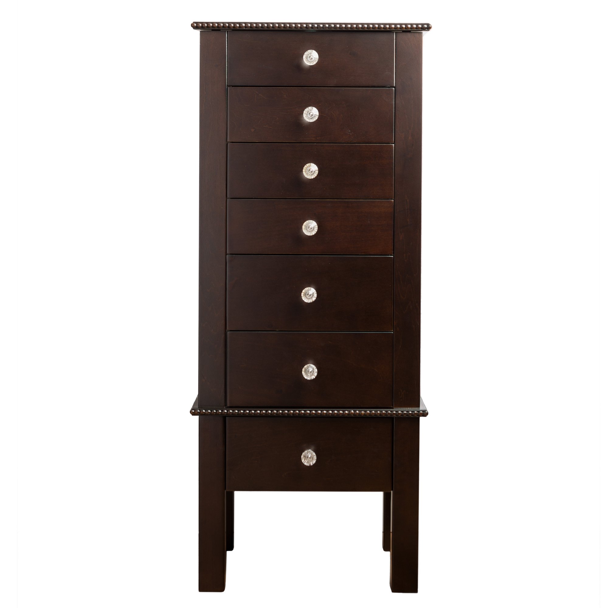 Hives and Honey Kimberly Standing Armoire Jewelry Storage Cabinet - Espresso Finish, Large Jewelry Organizer with Mirror, Perfect for Bedroom, Closet, or Dressing Room