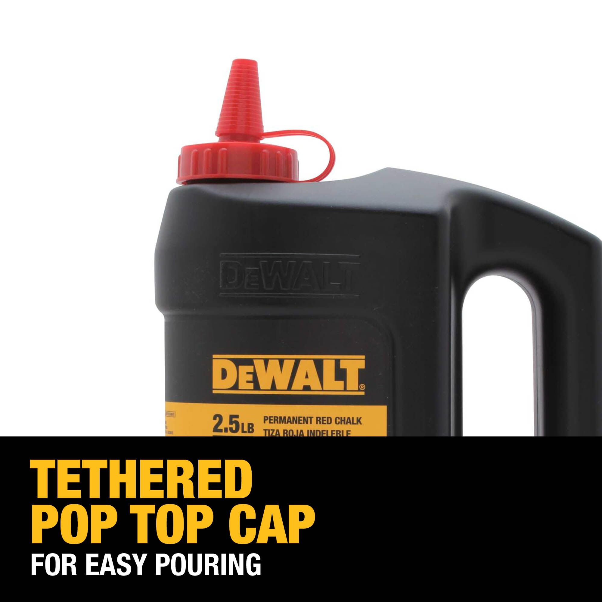 DEWALT DWHT72716 2.5 lbs Red Permanent Chalk Line Refill - High Visibility Marking for Construction, Masonry & DIY Projects