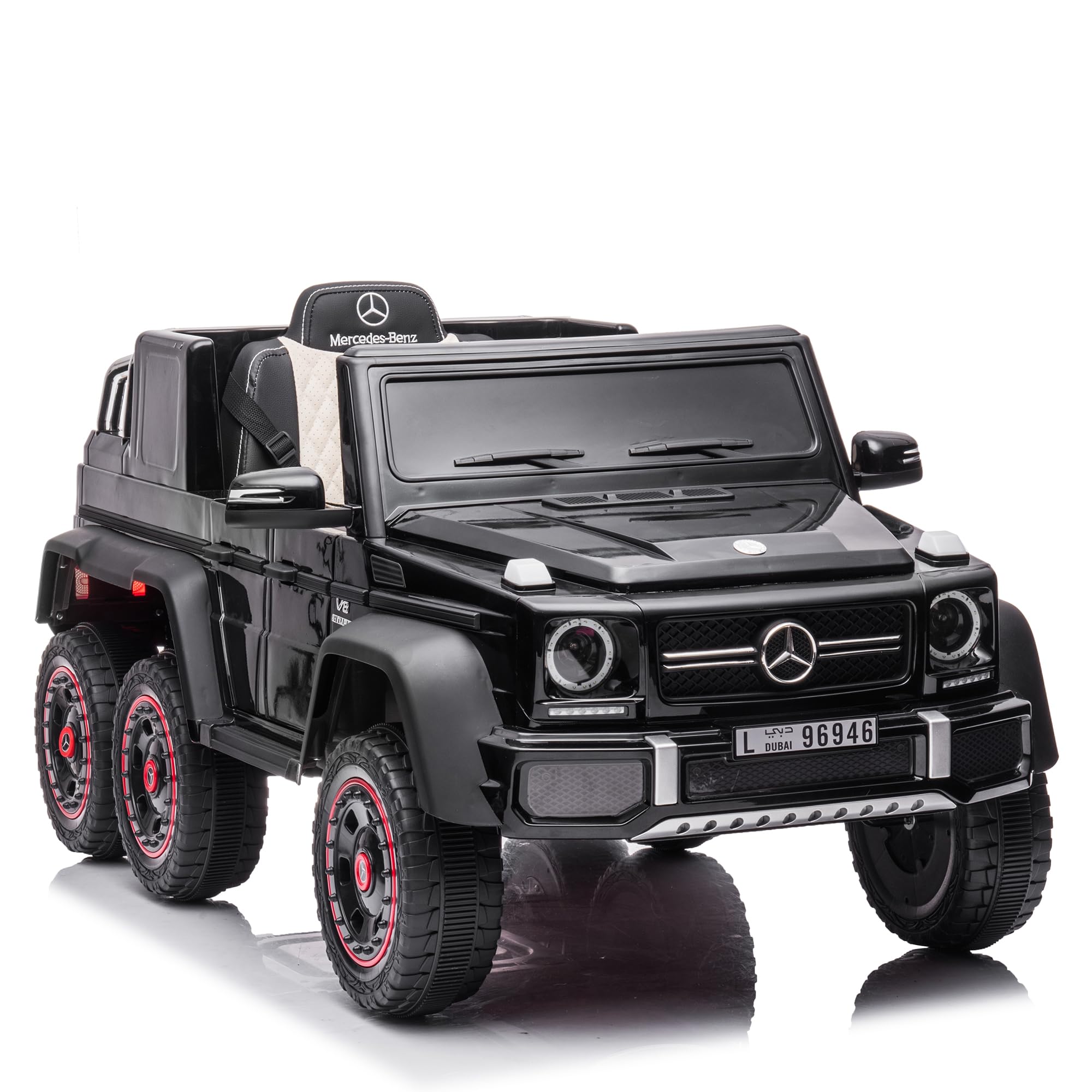 Bremermann 24V Electric Ride On Car for Kids - Compatible with Mercedes-Benz, 6-Wheel Shock Absorber, Parental Remote Control, Leather Seat, 3 Speed Settings, Built-in Music & Horn - Perfect for Birthday Gifts & Outdoor Play (Black)