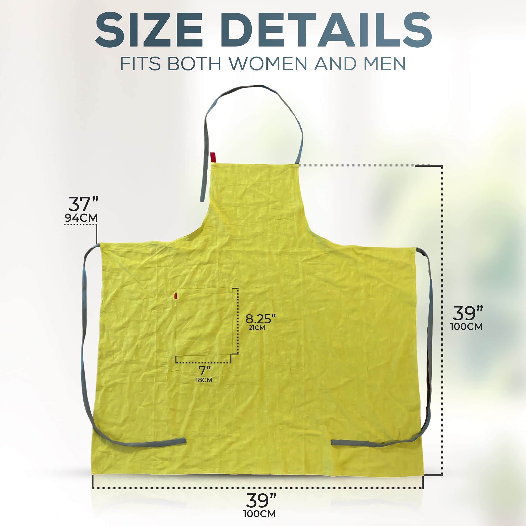Premium Linen Kitchen Apron for Women & Men - Adjustable Bib Apron with Pockets for Cooking, Baking & Grilling (9 Colors) - Ideal for Home Chefs, BBQ Parties & Professional Kitchens
