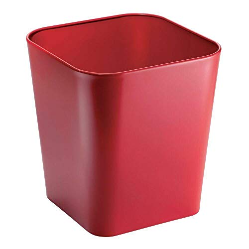 **Small Metal Square Trash Can with Lid - Red Waste Bin for Car, Bathroom, Kitchen & Office | Compact Garbage Can for Home, Office & Travel Use**
