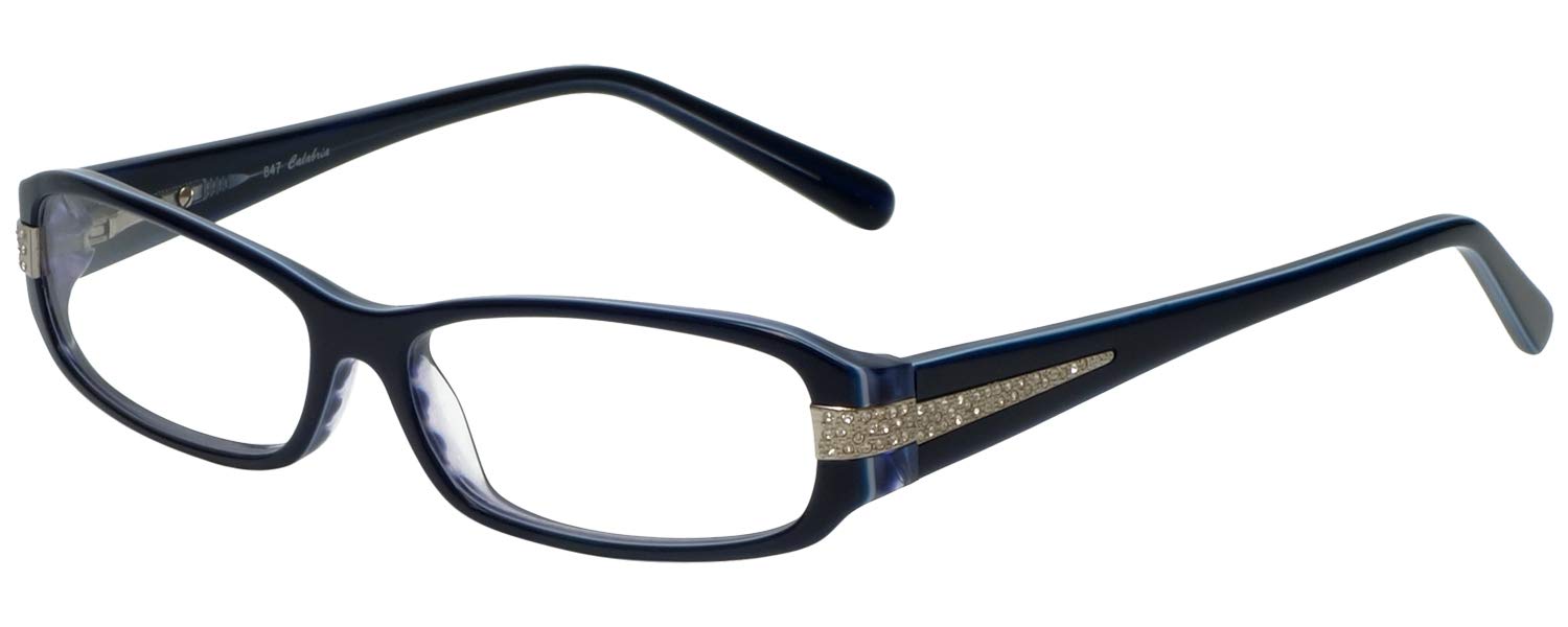 Calabria 847 Dazzles Reading Glasses with Hard Case - Stylish Blue Light Blocking Readers for Women & Men - Perfect for Reading, Computer Use & Office Work