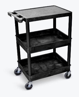 Luxor 3-Tier Black Utility Cart with Wheels - Perfect for Kitchen, Bathroom, Office Storage and Organization