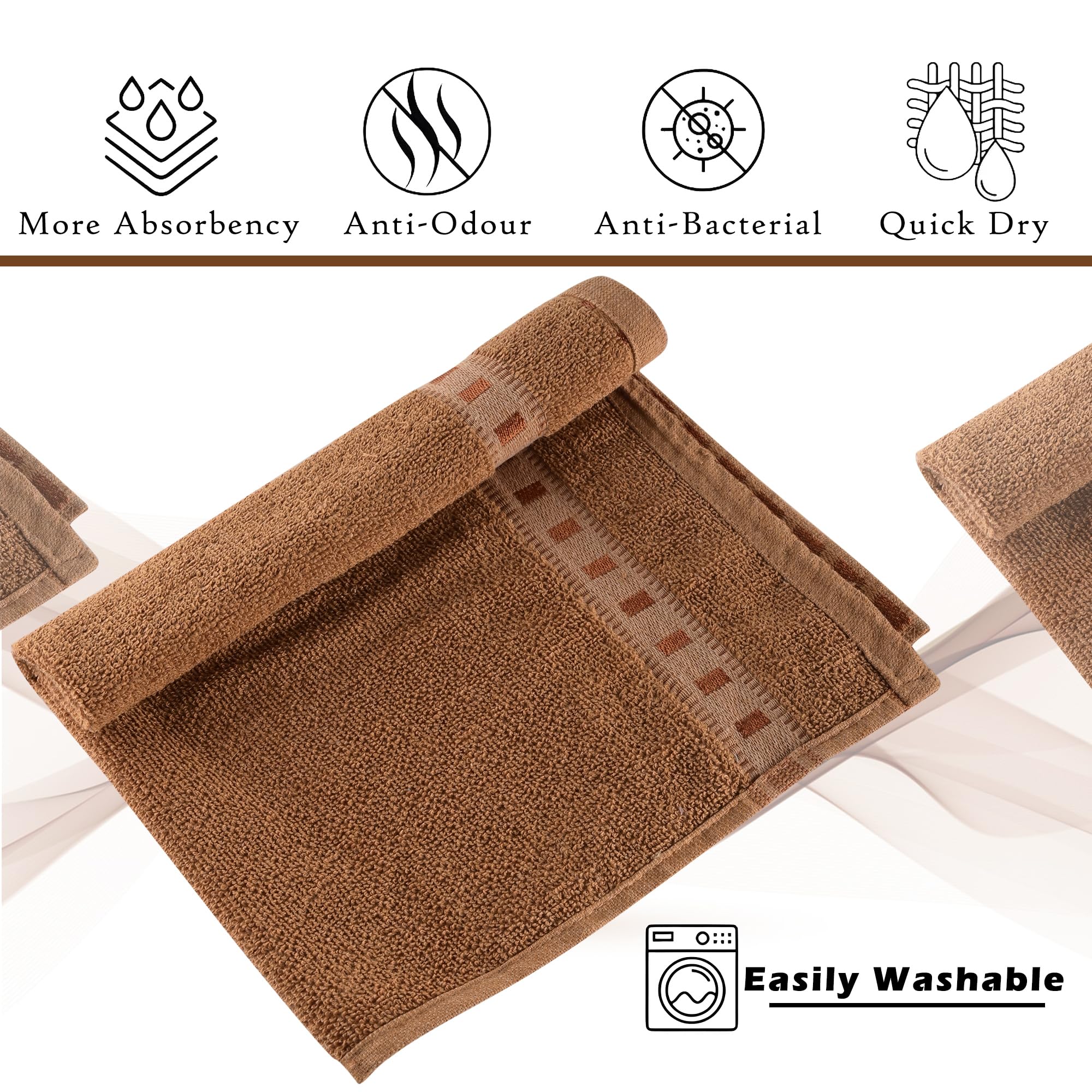 Heart Home 2-Pack Cotton Hand & Face Towels for Men & Women | Soft & Absorbent Gym Towels | Quick-Dry Pocket Towels for Workout, Travel & Sports | Green & Golden