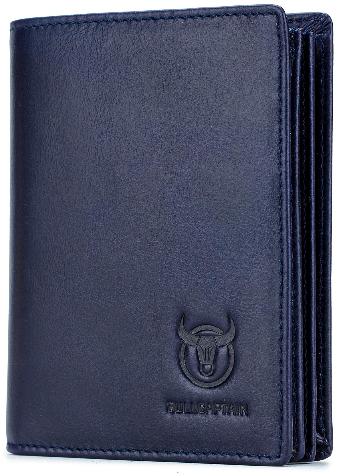 BULLCAPTAIN RFID Blocking Leather Wallet for Men - Bifold with ID Window, Perfect for Travel & Daily Use