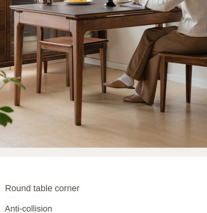 Premium Black Walnut Solid Wood Rock Plate Dining Table - Rustic Farmhouse Style for Dining Room, Kitchen, or Outdoor Entertaining