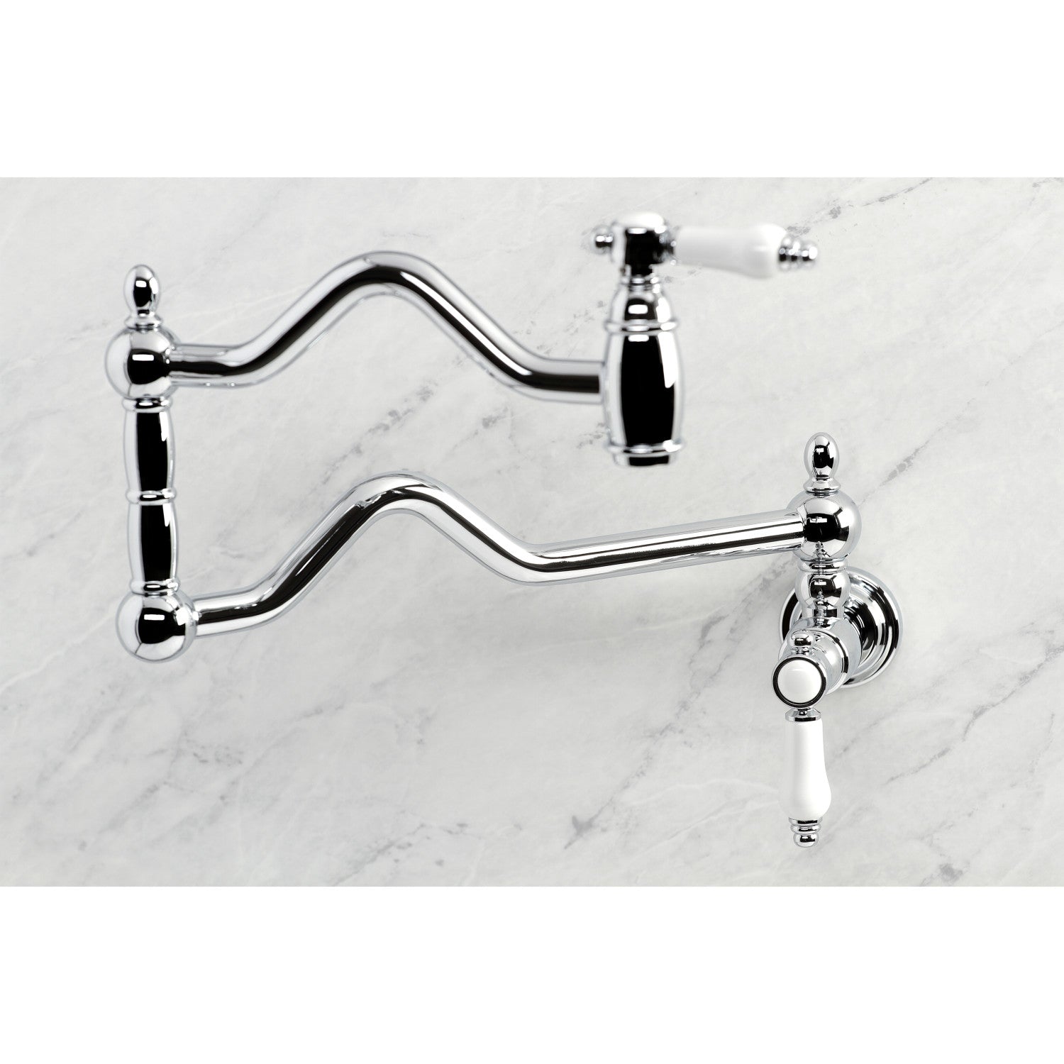 Bel Air KS2101BPL Two Handle Pot Filler Faucet - Polished Chrome Finish - Ideal for Kitchen Sink, Stove & Cooking Area