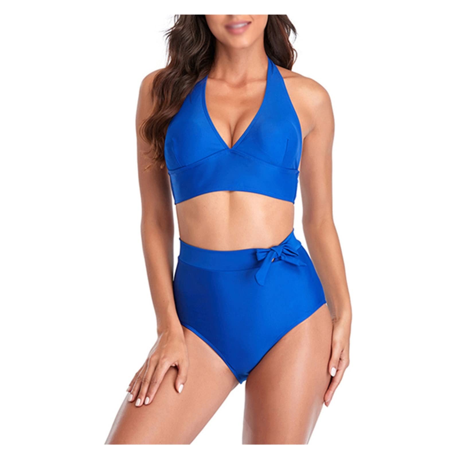 Women's Sexy Push Up Bikini Set - High Waist Padded Swimsuit with Bow Detail | Solid Color Bandeau Bathing Suit for Summer Beach, Pool Party & Vacation (Color: A, Size: M)