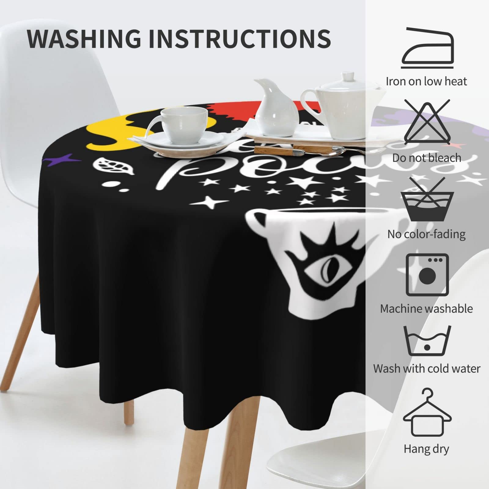 Hocus Pocus Halloween Tablecloth 60x60 Inch - Sanderson Sisters Design, Stain & Wrinkle Resistant Polyester - Perfect for Kitchen, Dining & Halloween Parties