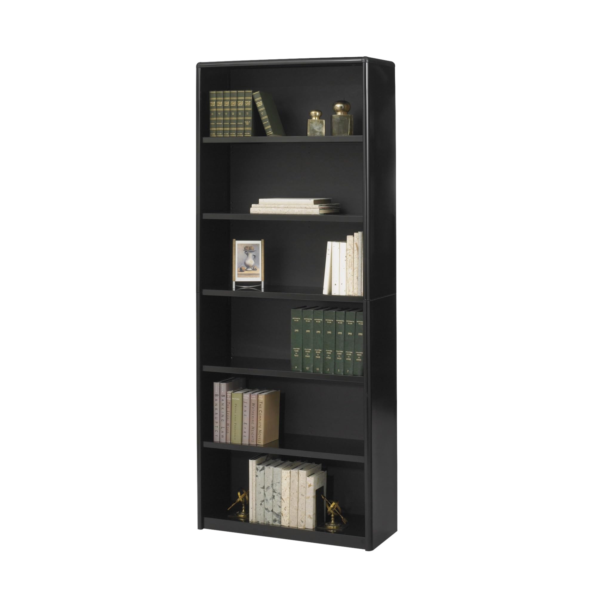 Safco Products ValueMate 6-Shelf Black Bookcase (7174BL) - Durable Storage Solution for Office, Home & Classroom Organization