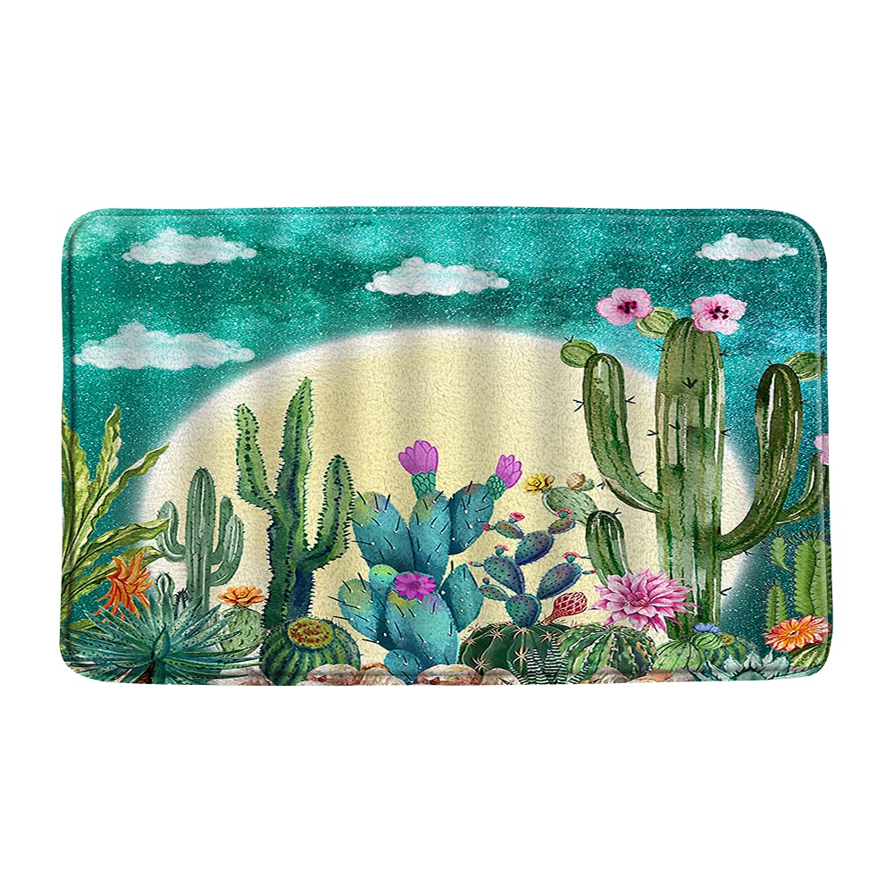 Soft Memory Foam Cactus Bath Mat - Non-Slip Tropical Flower Saguaro Blossom Bathroom Rug for Living Room & Bedroom, 16x24 Inch - Perfect for Spa-Like Bathroom Decor and Cozy Home Comfort