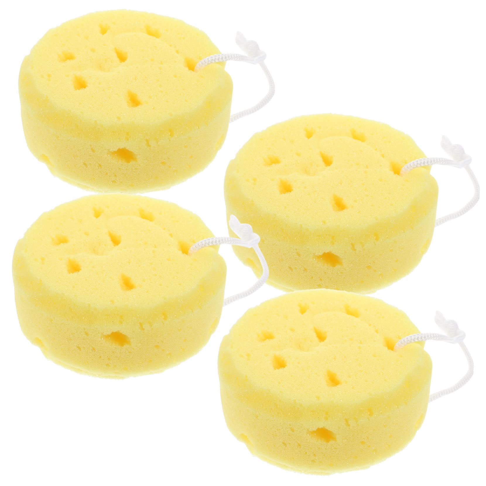 Minkissy Round Bath Sponge - Soft Exfoliating Body Scrubber & Loofah for Shower (Set of 4) - Gentle Skin Care for Women, Men & Kids - Perfect for Daily Cleansing, Back Scrubbing & Spa Relaxation