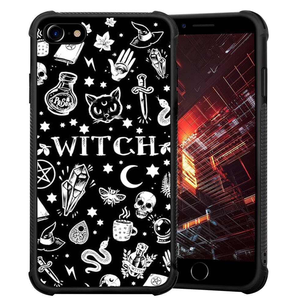 Premium Shockproof iPhone SE 2020/iPhone 7/iPhone 8 Case (4.7-Inch) - Durable PC + TPU Bumper Protection with Stylish Cross Moon Skull Print | Perfect for Everyday Use, Travel & Halloween Themed Occasions