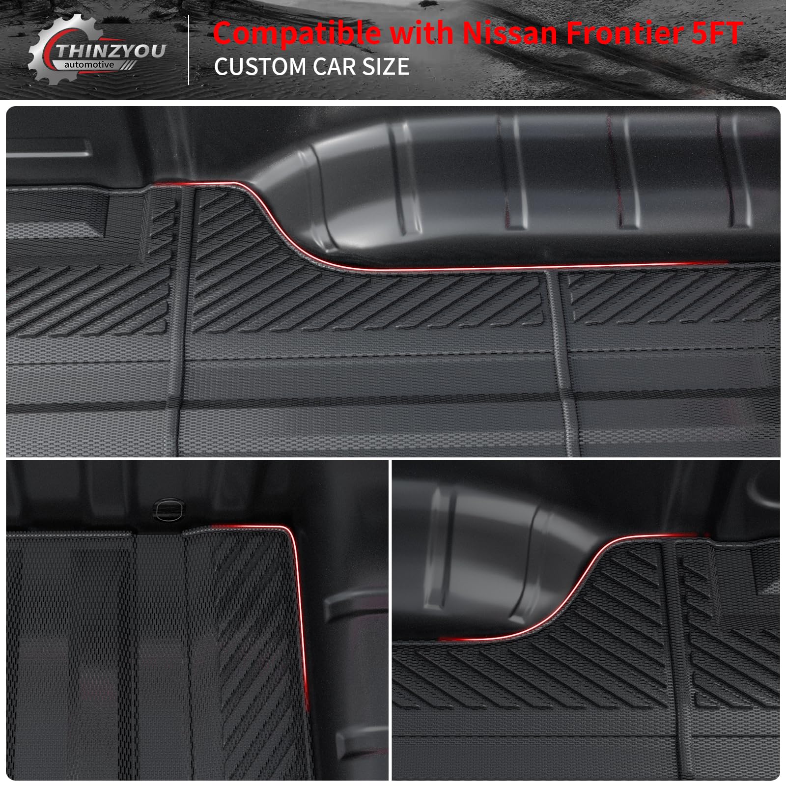 2022-2024 Nissan Frontier 5FT Short Bed Mat - Heavy Duty TPE All Weather Truck Bed Liner | Durable, Non-Slip Protection for Hauling & Off-Road Use | Fits 2023 Frontier Accessories (5FT Short Bed)