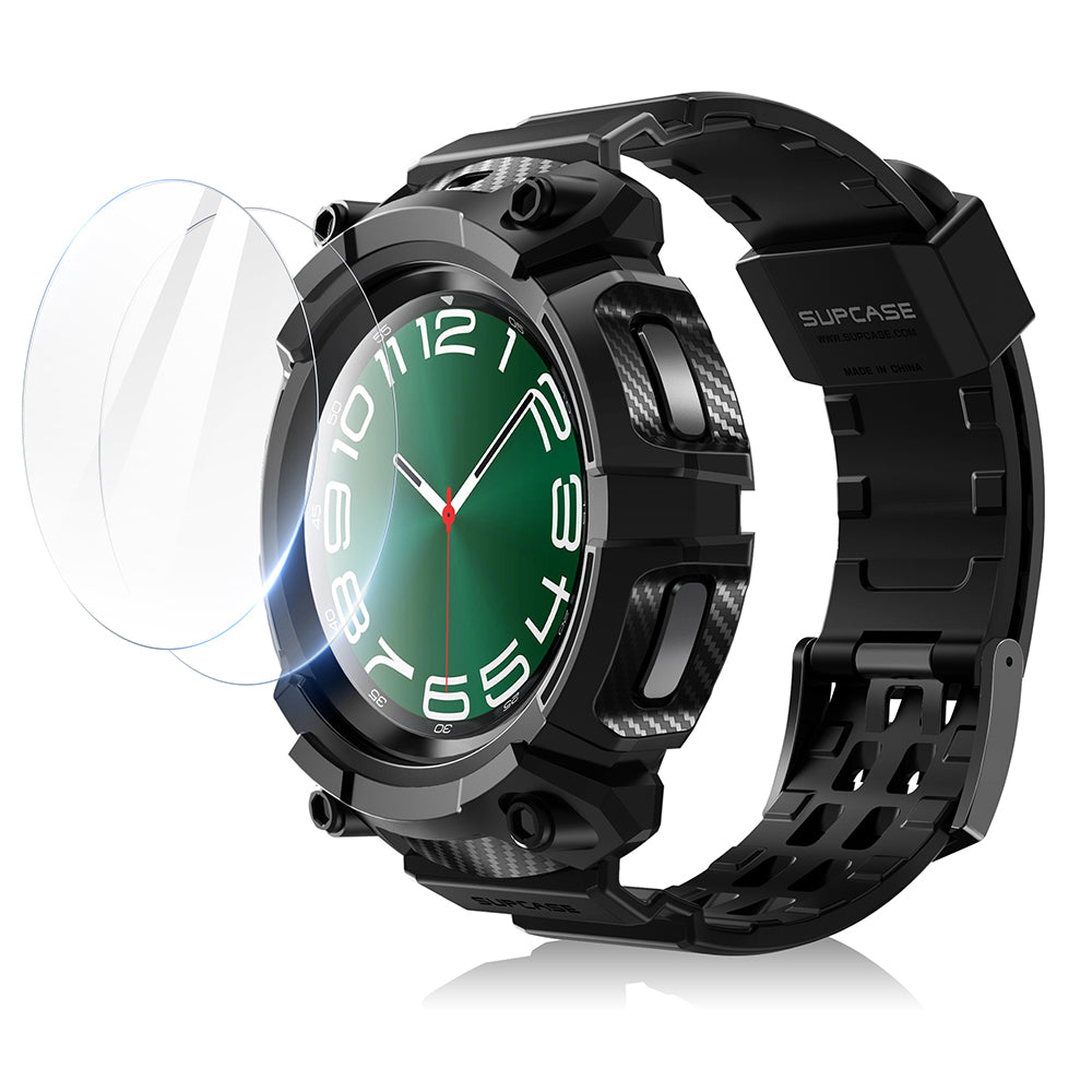 Samsung Galaxy Watch6 47mm Case with Screen Protector - Unicorn Beetle Pro Rugged Protective Cover for Men & Women - Perfect for Outdoor Sports, Running & Daily Use (Black)