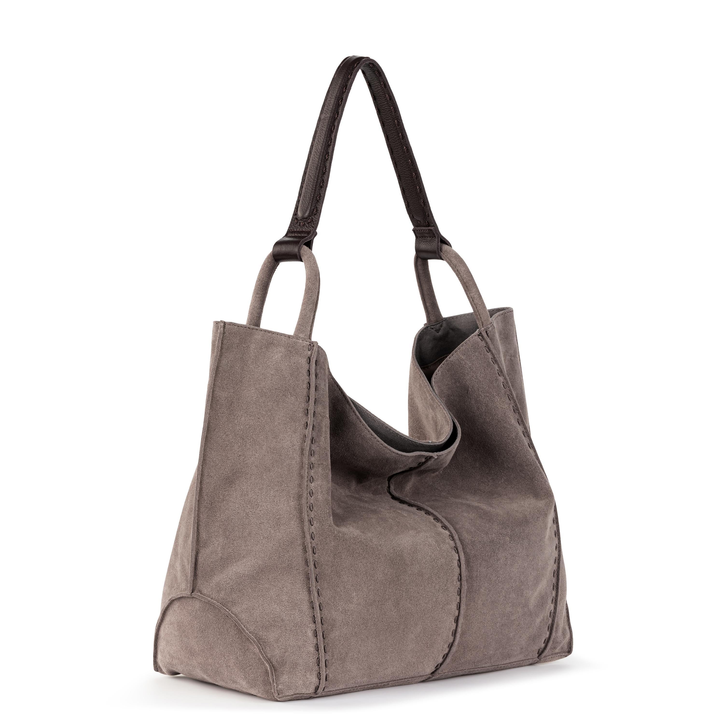 Los Feliz Large Leather Tote Bag - Premium Mushroom Suede Handbag for Women - Perfect for Work, Travel & Everyday Use