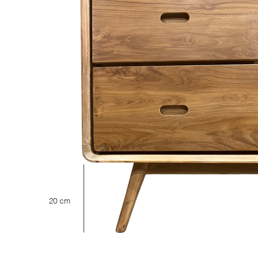 Reiko Teak Wood Dresser - Stylish and Durable Wooden Chest of Drawers for Bedroom Storage | Perfect for Organizing Clothes, Accessories & Home Decor