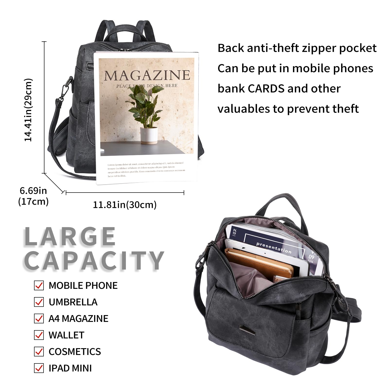 Waterproof Anti-Theft Women's Backpack - Lightweight Travel Purse for Work & Outings
