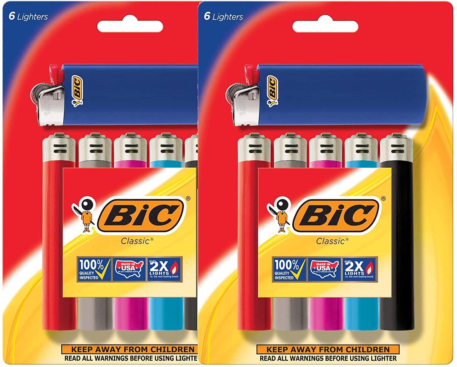 BIC Classic Lighter - 12 Pack, Refillable Butane Lighters for Candles, Camping, BBQ & Everyday Use - Reliable Flame for Home, Outdoors & Survival Kits