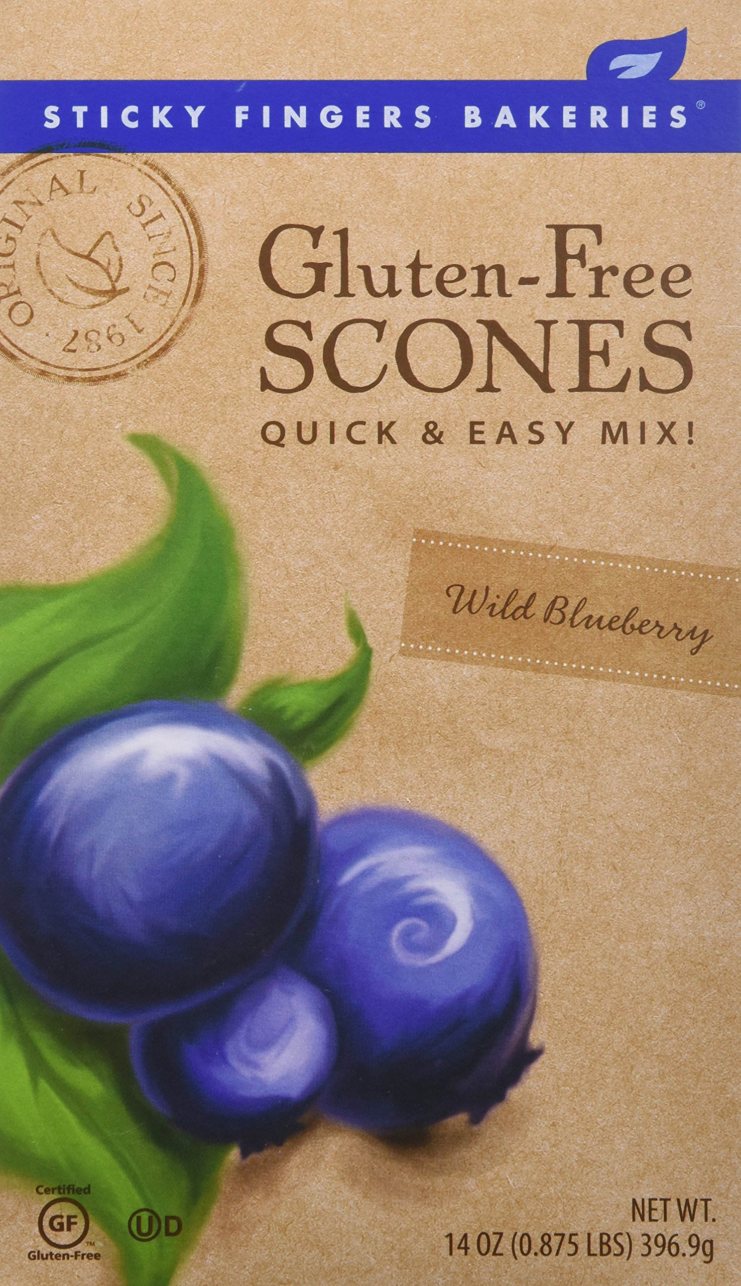 Gluten Free Wild Blueberry Scone Mix by Sticky Fingers Bakeries - 14oz (Pack of 3) | Perfect for Breakfast, Tea Time & Special Diets | Vegan & Allergy-Friendly Baking