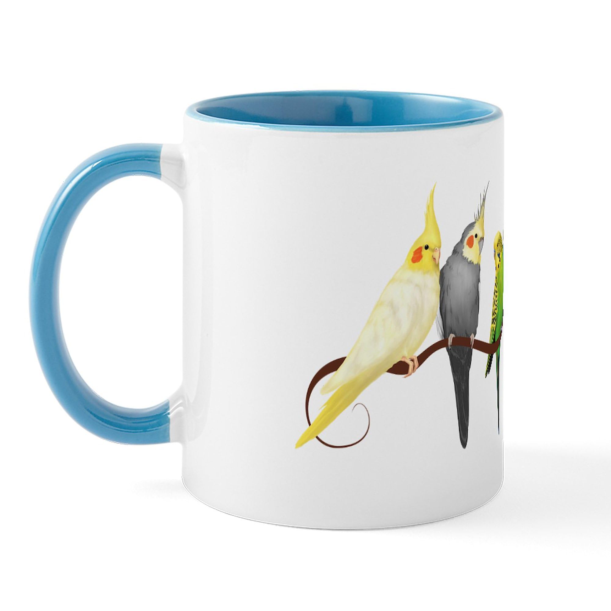 Parakeets & Cockatiels Ceramic Coffee Mug 11 oz (325 ml) - Funny Bird Lover Gift for Tea & Coffee Drinkers - Perfect for Home, Office or Bird Watching Enthusiasts