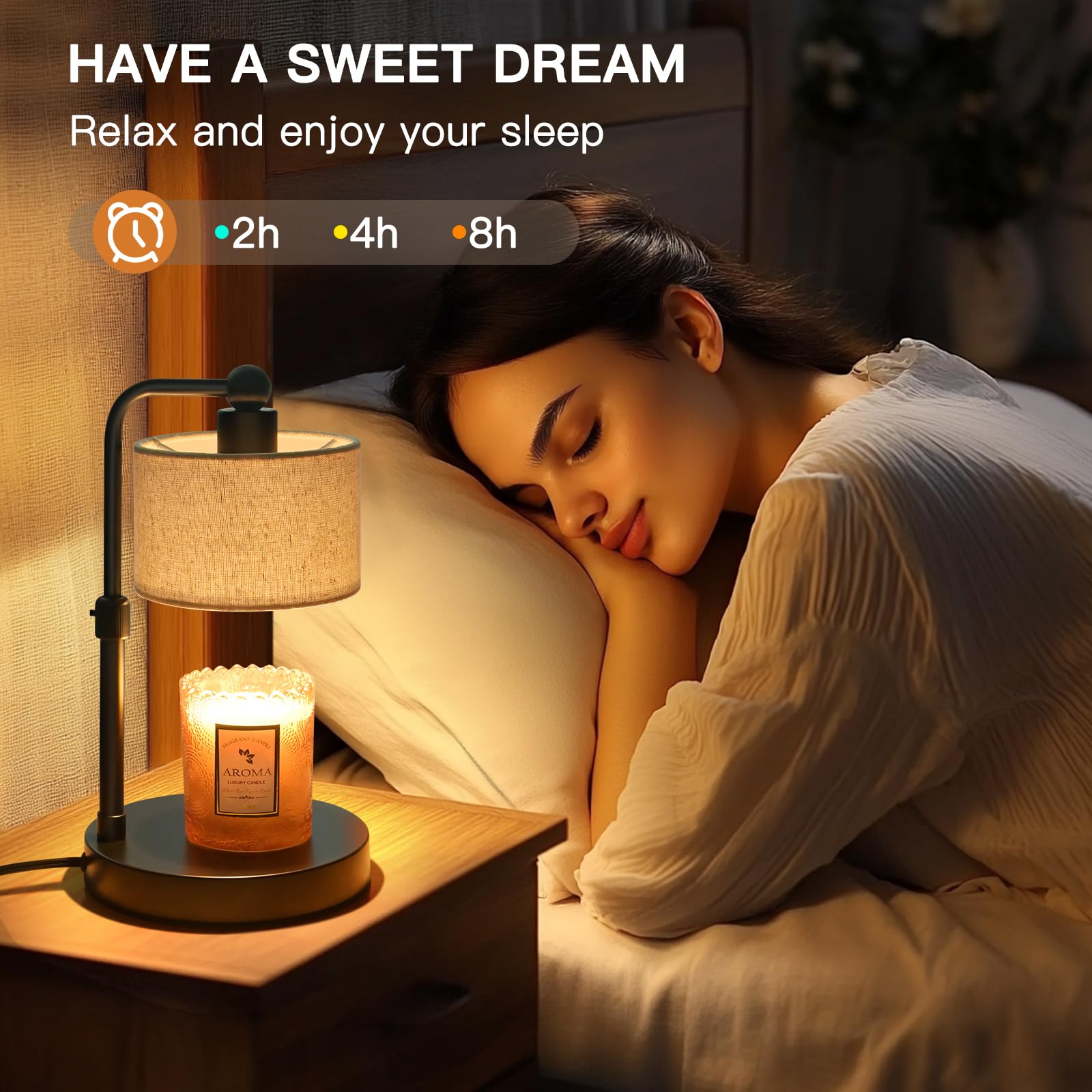 Adjustable Height Candle Warmer Lamp with Timer & 2 Bulbs - Home Decor for Bedroom, Living Room, Office - Perfect Housewarming, Mother's Day & Birthday Gift - Compatible with All Jar Candles, Wax Melts & Scentsy Warmers
