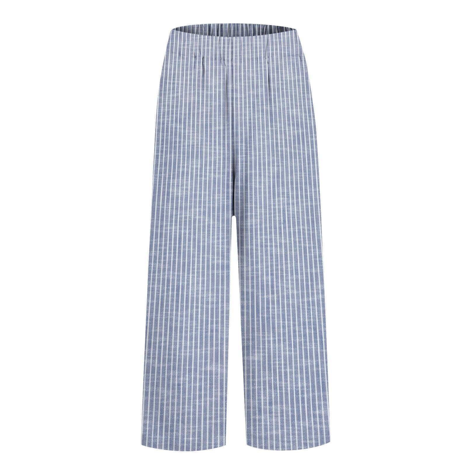 Women's High Waisted Linen Pants - Floral Print Loose Fit Casual Trousers with Pockets | Breathable Cotton Linen Blend for Summer, Beach, Travel & Boho Style Outfits
