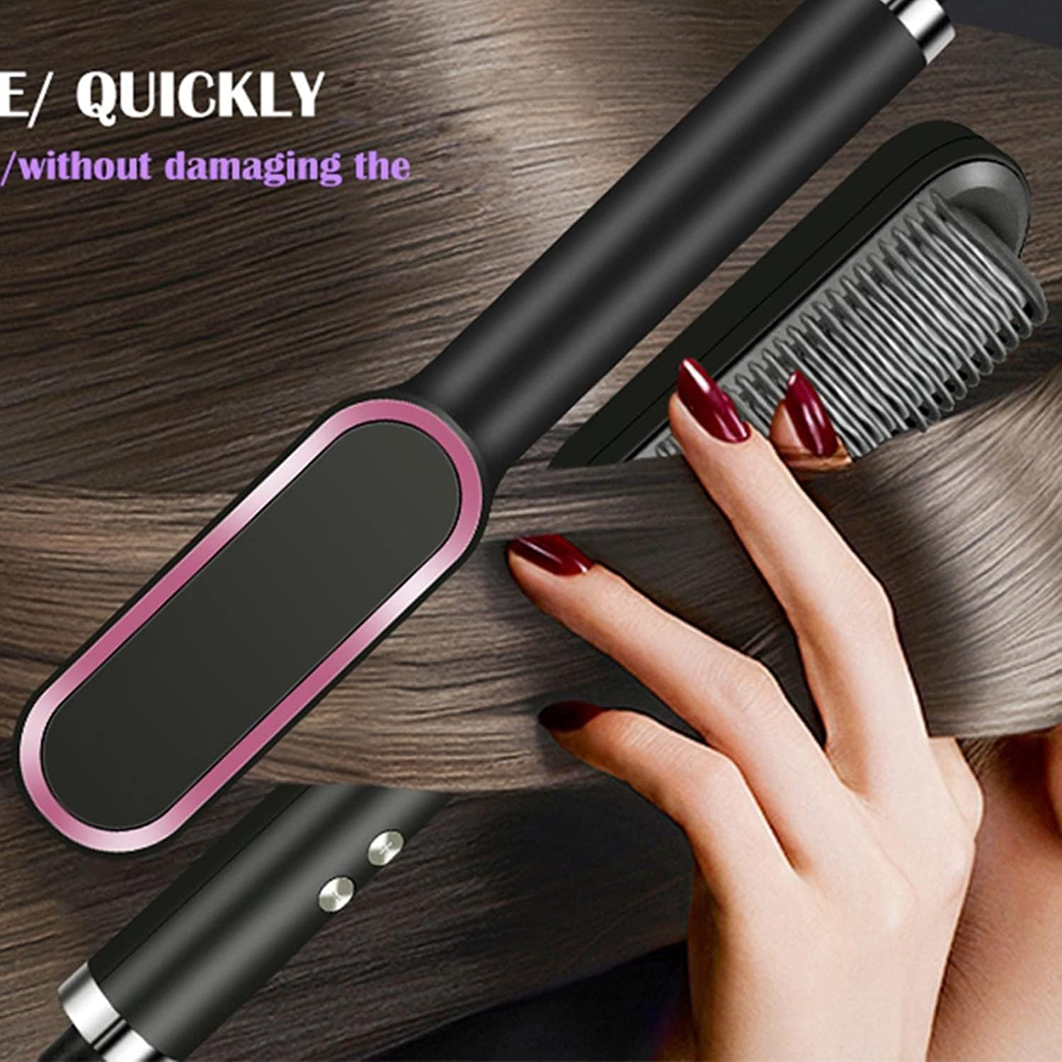 Beauty Nagar Hair Straightener Comb Brush for Women - PTC Heating Electric Styling Brush with 5 Adjustable Temperature Settings, 20s Fast Heat Up (Multicolored) - Perfect for Home Use, Travel & Salon Styling