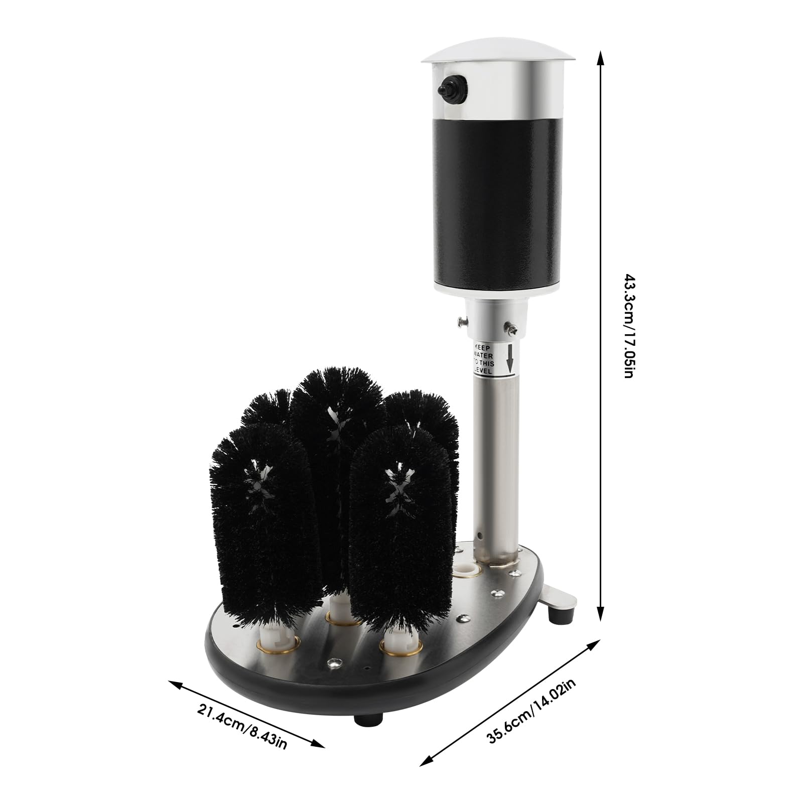 Commercial Electric Glass Washer Machine - 250W High-Speed Wine Glass & Bottle Cleaner with 5 Cup Brushes, 1200 Cups/Hour for Bars, Restaurants, Hotels, Wineries - Perfect for Fast, Hygienic Glassware Cleaning in High-Volume Settings