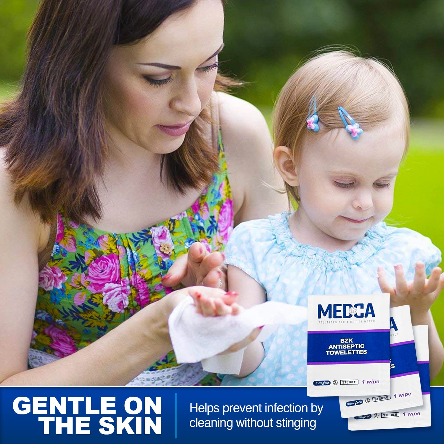 MEDca 300-Pack Benzalkonium Chloride Hand Wipes | BZK Antiseptic Cleaning Swabs | Single-Use Sanitizing Wipes for Home, Office & Travel Hygiene