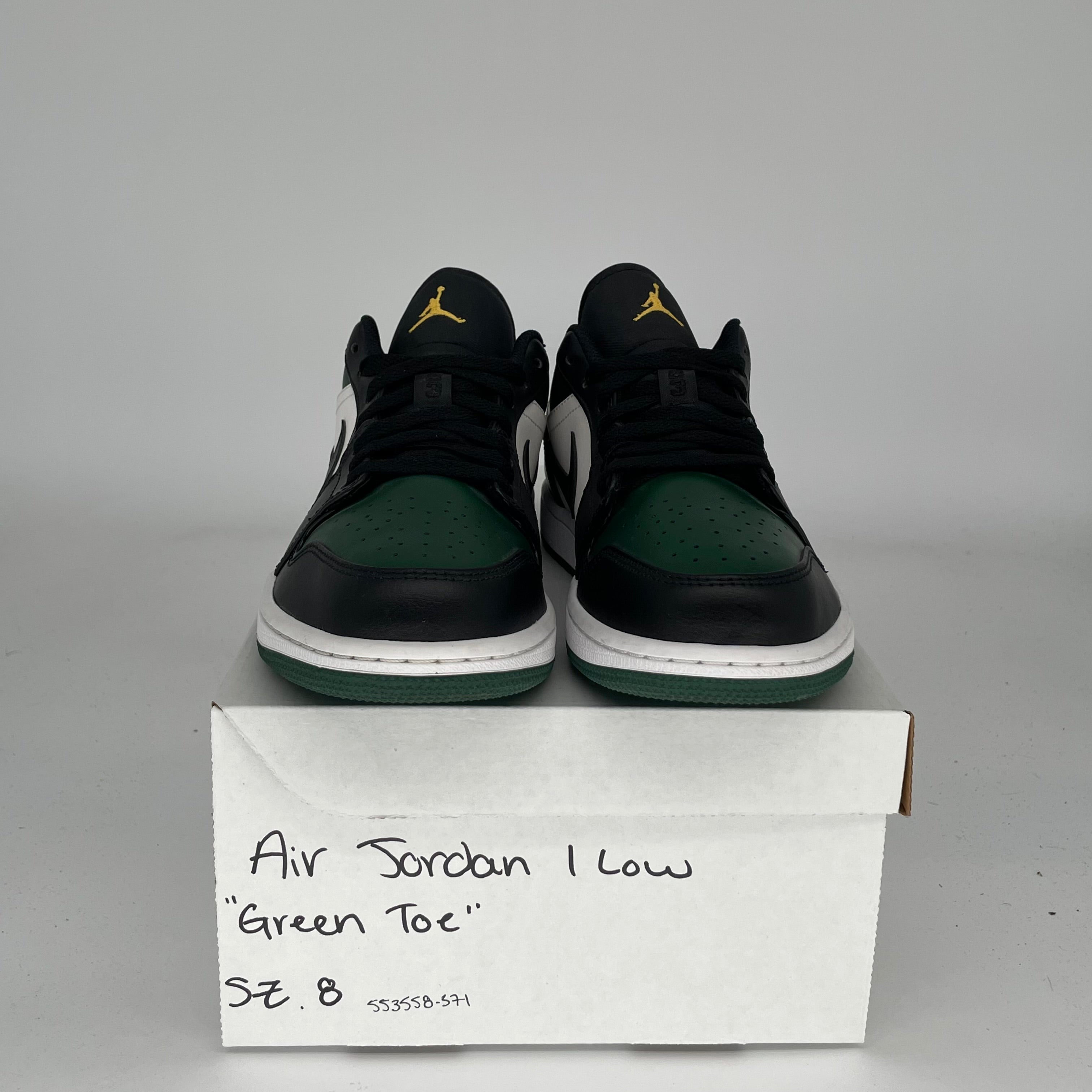 AIR JORDAN 1 LOW Green Toe Men's Basketball Shoes Size 8 - Style 553558-371 | Retro Sneakers for Casual Wear & Street Fashion