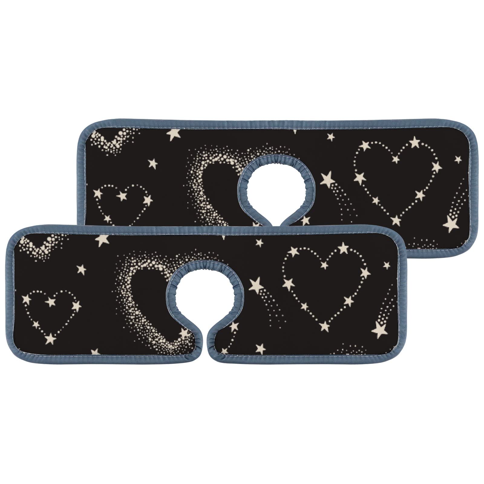 2 PCS Heart Faucet Drip Catcher Mats for Kitchen & Bathroom - Absorbent Splash Guard for Sinks & Countertops