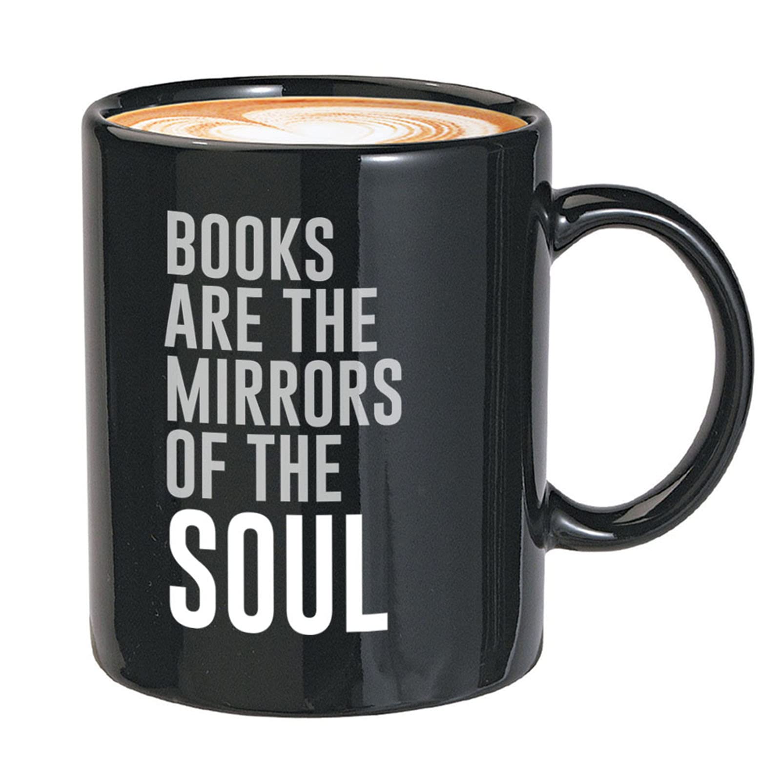 Bubble Hugs Bookish Coffee Mug 11 Oz Black - Mirrors of the Soul - Perfect Gift for Book Lovers, Readers & Writers - Ideal for Coffee, Tea & Reading Time - Virginia Feminist Literary Gift