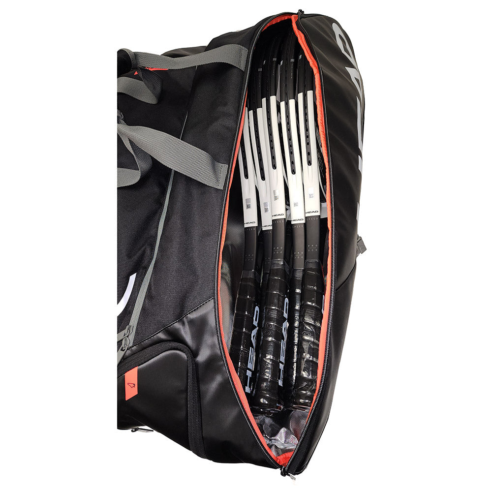 Head Tour Team Monstercombi 12 Racquet Tennis Bag (Black/Orange) - Perfect for Tennis Players, Coaches & Tournament Travel