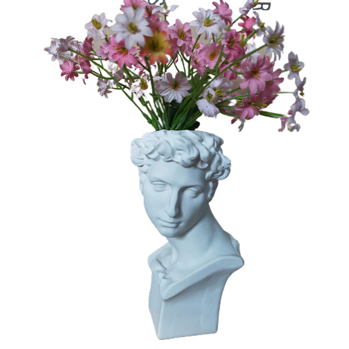 Jweemax David Sculpture Vase - Creative Flower Arrangement, Resin Head Statue for Home & Garden Decor - Perfect for Living Room, Office, and Wedding Centerpieces