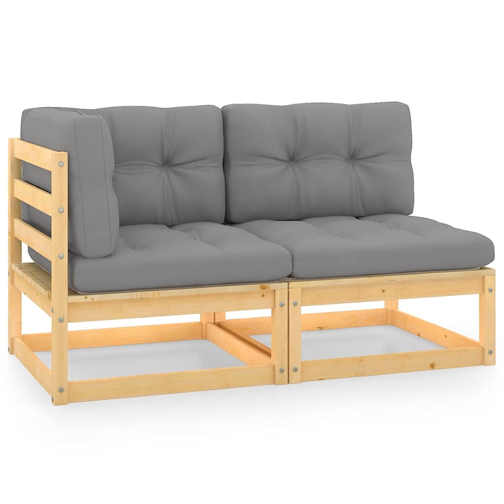 Outdoor Patio Furniture Set 2-Piece All-Weather Sectional Sofa with Cushions - Solid Pinewood Conversation Set for Backyard, Garden & Poolside Relaxation