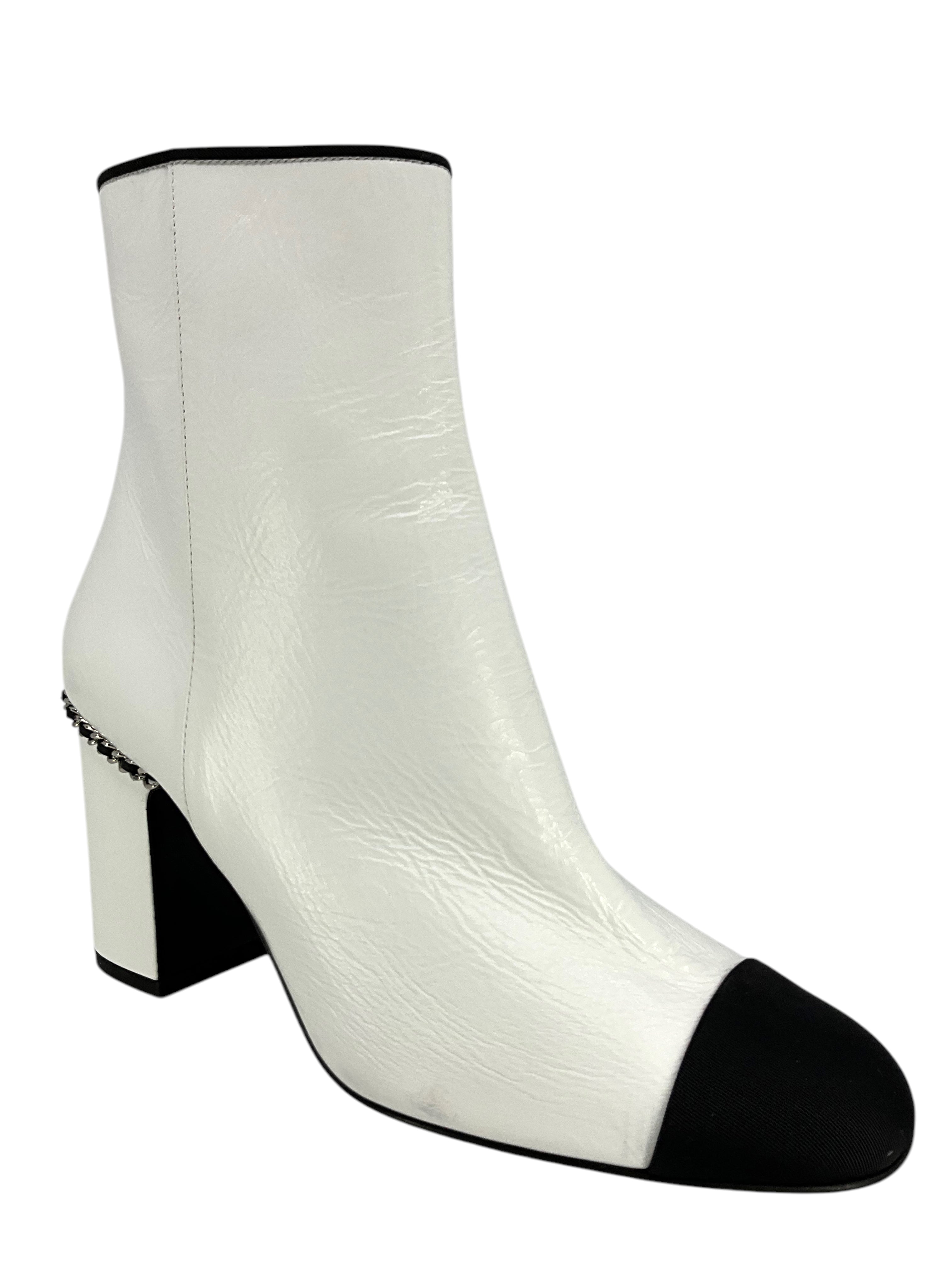 CHANEL Leather Cap Toe Logo Ankle Boots Women's Size 10 | Luxury Fashion Shoes for Casual Outfits & Evening Events