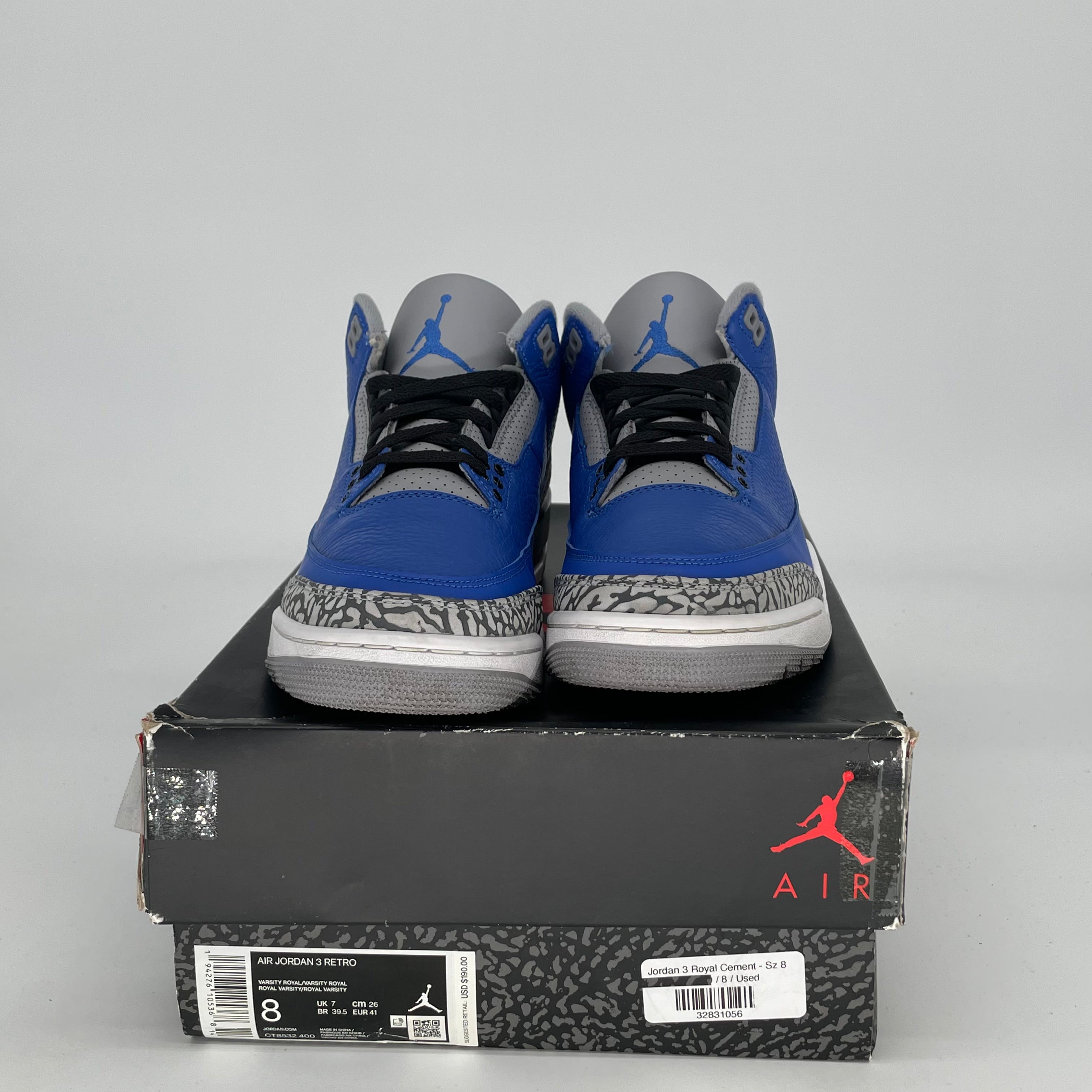 Original Title: AIR JORDAN 3 VARSITY ROYAL CEMENT SIZE 8/9.5W CT8532 400   Optimized Title: **Air Jordan 3 Retro 'Varsity Royal Cement' Men's/Women's Basketball Shoes - Size 8/9.5W (CT8532-400) - Perfect for Streetwear & Sneaker Collectors**