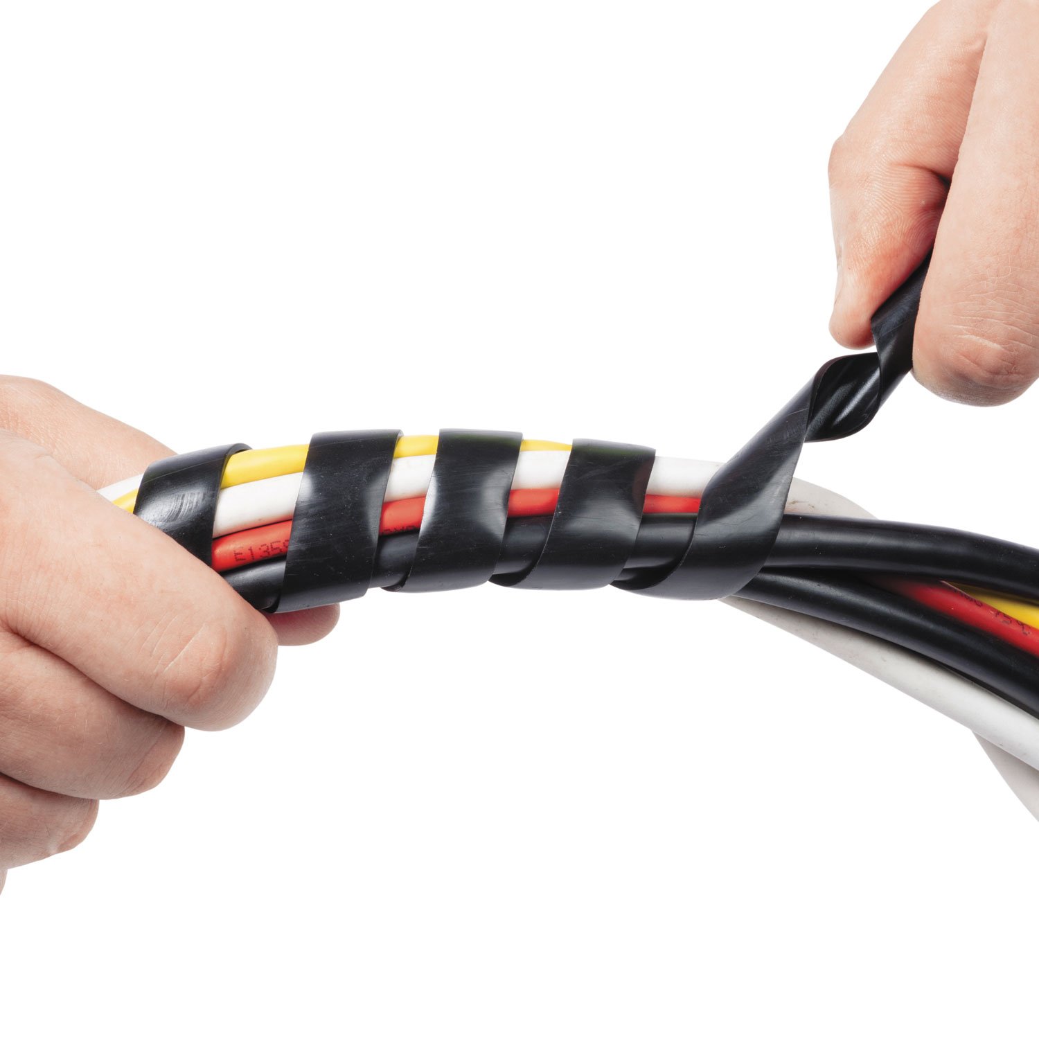 D-Line 8.2ft Black Spiral Cable Sleeve Wrap - Cord Organizer for Wires 0.39-1.5in Diameter - Hand Wrap Cable Management - LDPE Plastic Wire Protector - Perfect for Computer, TV, Office & Home Electronics Organization