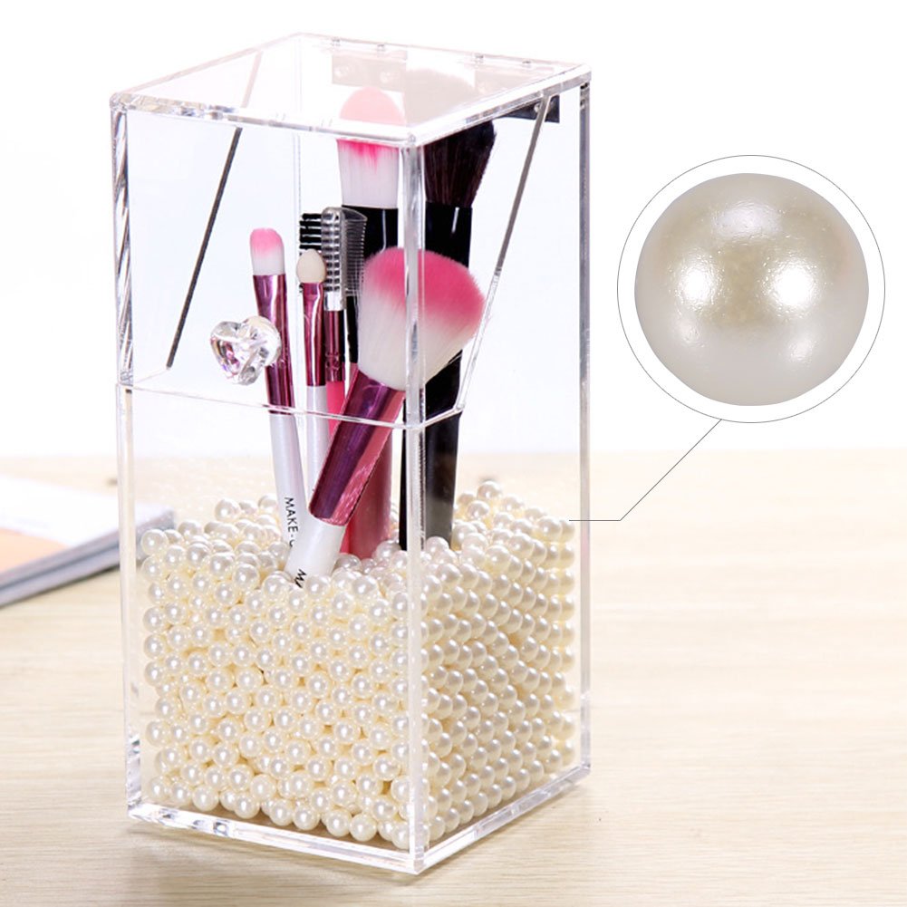 1300PCS White Artificial Pearls Beads for Makeup Organizer - Loose Pearls Makeup Case Filler, Brush Holder Accessories, DIY Jewelry Making & Home Decor