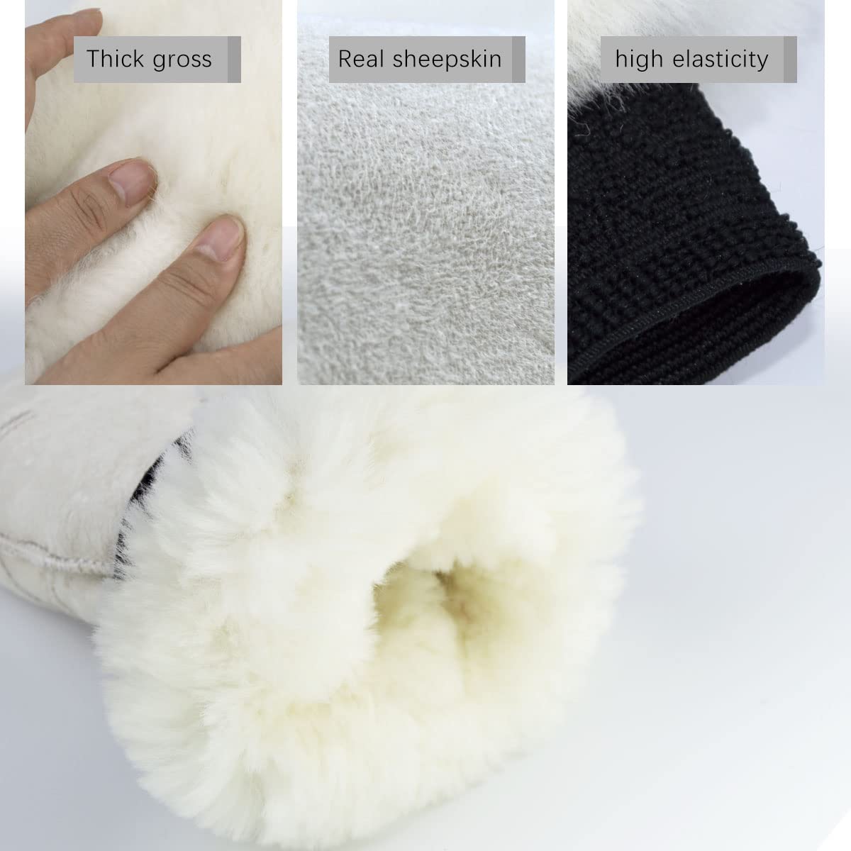 Gracefur Ultra-Soft Double-Sided Sheepskin Car Wash Mitt - Scratch-Free Lambswool Detailing Glove for Cars, Trucks & SUVs (Extra Large, White) - Gentle Hand Wash & Wax Application for Showroom Shine
