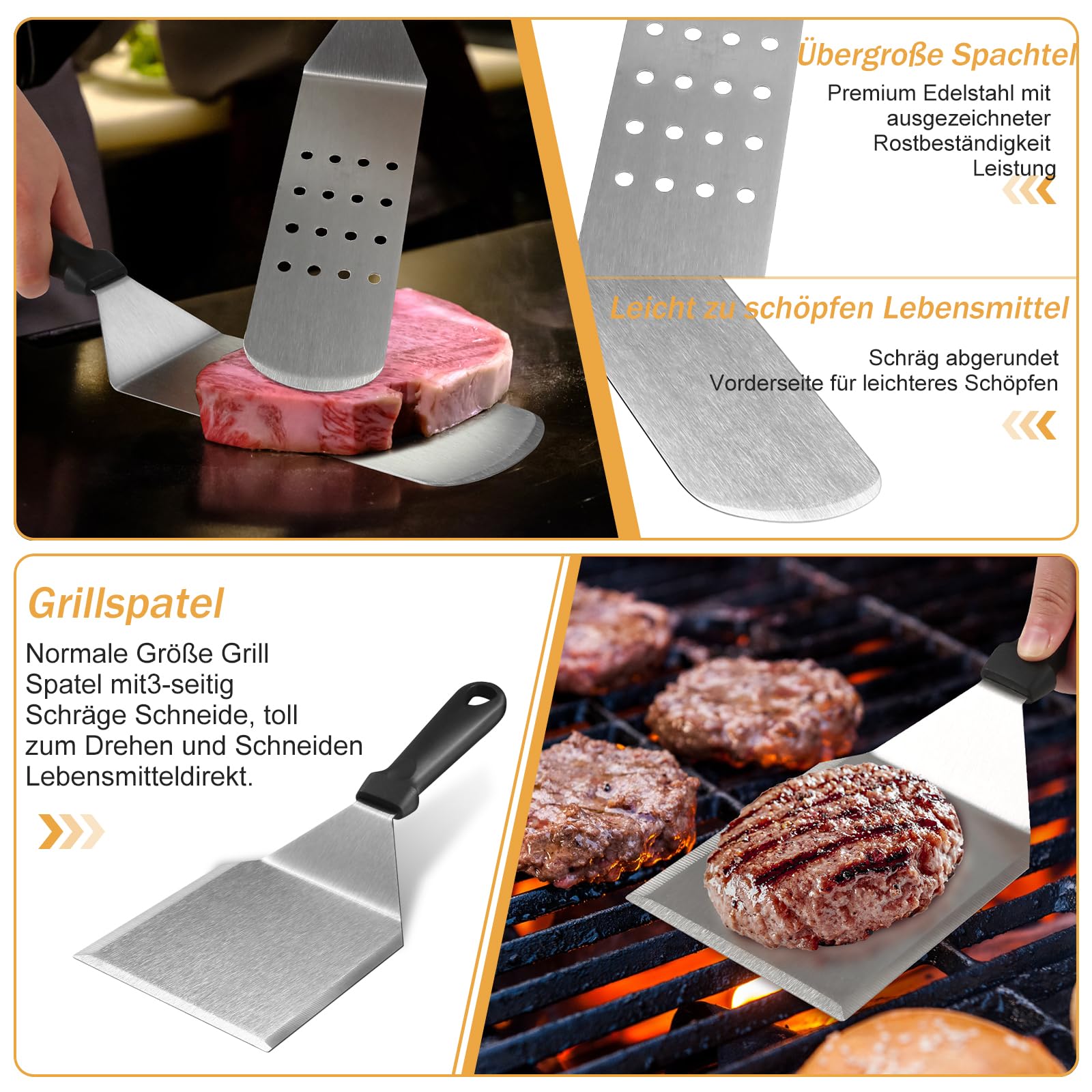 19-Piece Griddle Accessories Kit for Blackstone & Camp Chef - Metal Spatula Set, Burger Press, Basting Cover, Melting Dome, Tongs & Carry Bag - Perfect for Outdoor Grilling, BBQ & Camping Cooking