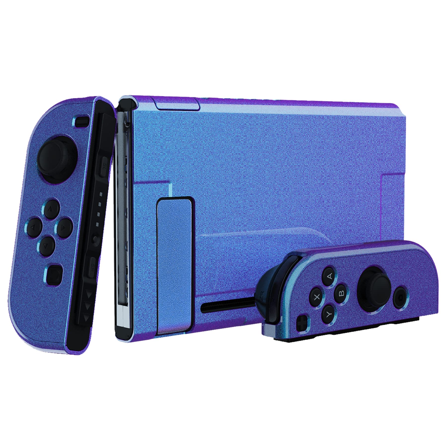 PlayVital Ergonomic Grip Case for Nintendo Switch - Upgraded Shock-Absorbent Protective Hard Cover with Anti-Scratch & Dockable Design - Durable Gaming Accessories in Chameleon Purple Blue - Perfect for Handheld & TV Mode Gaming